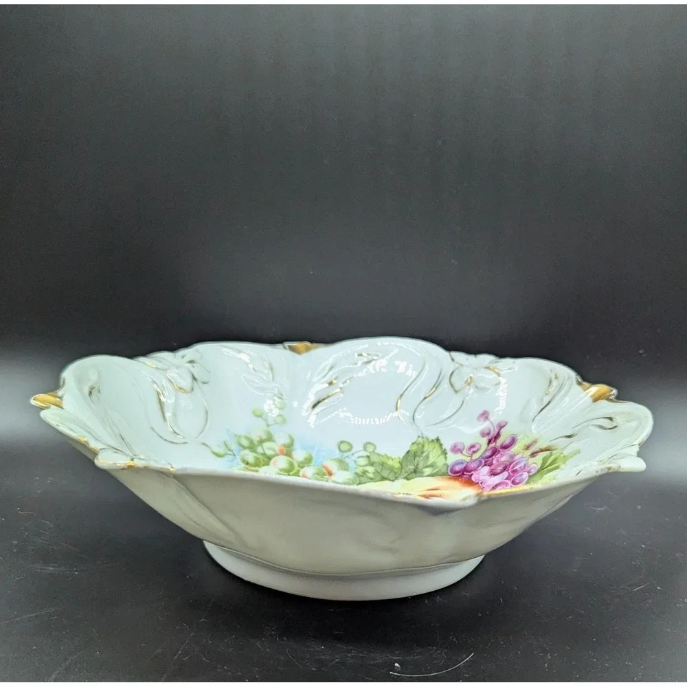 Antique Art Nouveau PS Germany Fruit Centerpiece Bowl Transferware 10